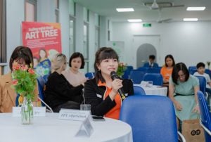Chị Hồ Thị Hoa, đại diện FPT AfterSchool Hà Nội chia sẻ về Olympic Toán học quốc tế HKIMO 2023 tại Miền Bắc