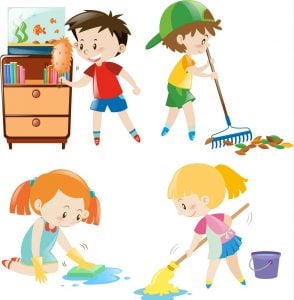 Trẻ tham gia vào công việc thường ngày trong gia đình